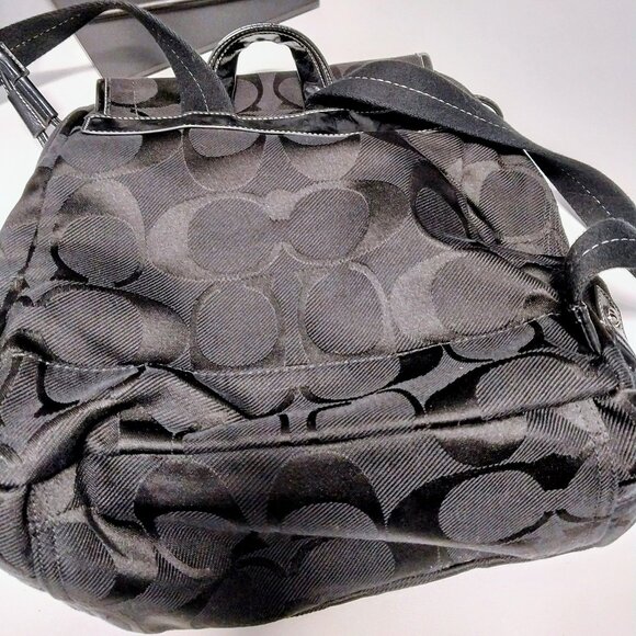 Coach Kyra Daisy Black Signatured Jacquard Backpack With Daisy Charm - Picture 3 of 8